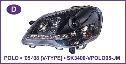 Devil Eye farovi VOLKSWAGEN POLO Hrom,CRNI 05-08